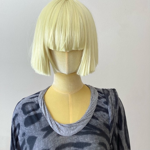 Yigal Azrouel New York Gray Animal Print Asymmetric Long Sleeves Tunic Top SZ 4 - Picture 6 of 8